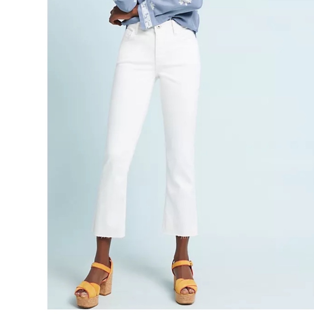 Pilcro and the Letterpress x Anthro High Rise Bootcut Crop Jeans White Sz 26 NWT